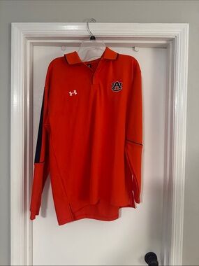 Under Armour Auburn Orange Long Sleeve Polo